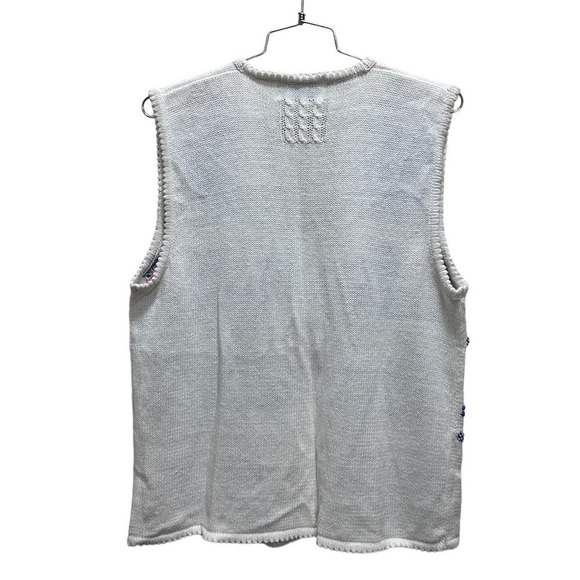 JANTZEN CLASSICS Embroidered By Hand Vest L Cream Button Front Prairie Cottage - Picture 2 of 6